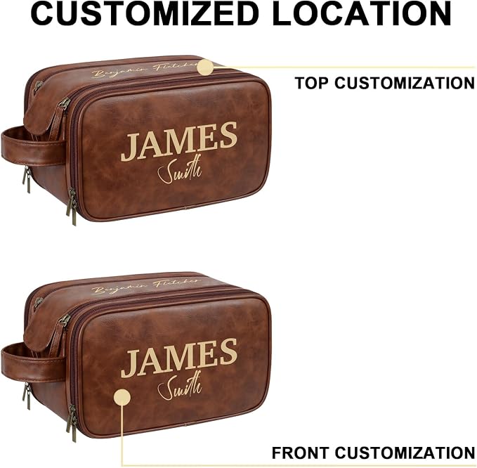 Personalized Leather Toiletry Bag, Brown, Three Layer Structure, Waterproof, Customizable Name Engraving, Travel Organizer for Men, Multi-Occasion Gift (TSN190526) - Image 5