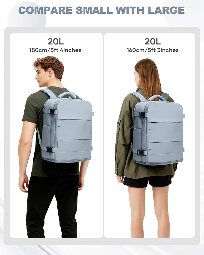coowoz Travel Backpack Carry On for Women Man Gym Backpacks with Laptop Compartment Mochila de Viaje Teacher Personal Item Backpack Airplane Accessories Must Haves Grey Blue 20L - Image 7