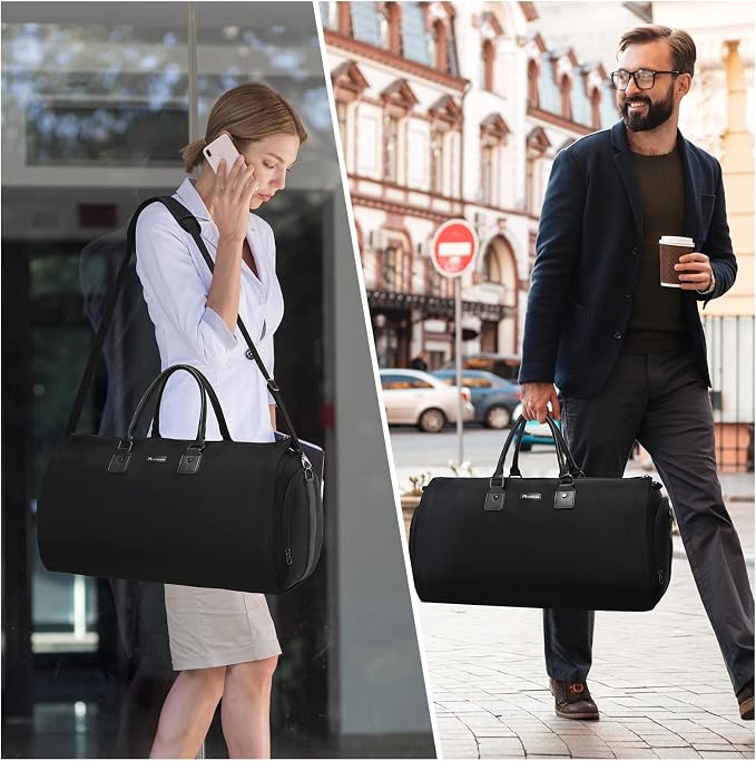Modoker Eco-Friendly Convertible Garment Bags for Travel, Carry on Garment Duffel Bag for Women Men Weekender - 2 in 1 Hanging Suitcase Suit Travel Bags, Black - Image 6