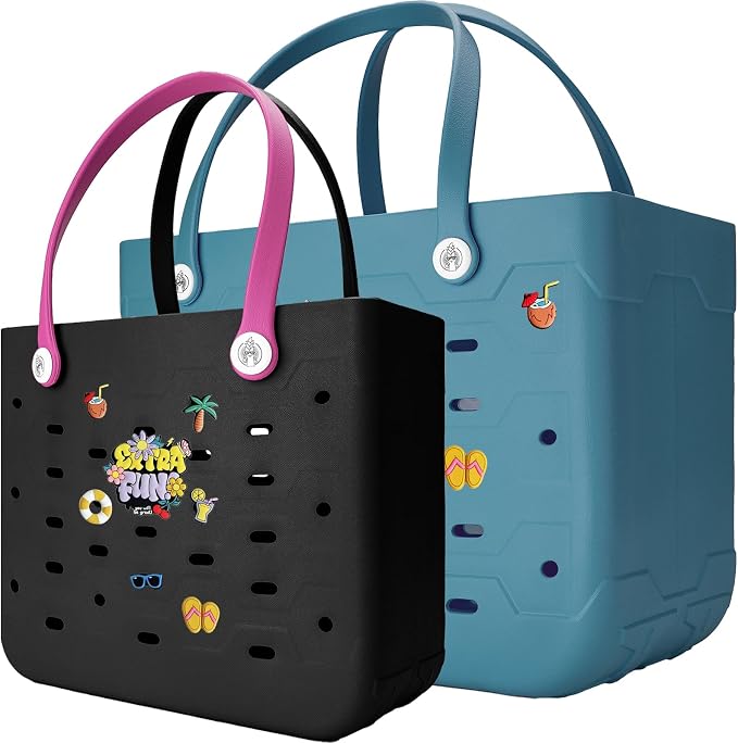 2-Pack Large Beach Bags XL & M Waterproof Tote, Sandproof, Washable- Essentials: Pool, Boat, Sports, Groceries by Unknown
