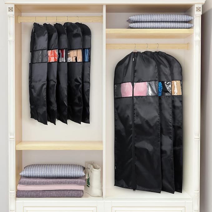 Univivi Garment Bag Suit Bag for Storage and Travel 60 inches, Lightweight Study Full Zipper Washable Suit Cover for Dresses, Suits, Coats, Set of 5 - Image 7