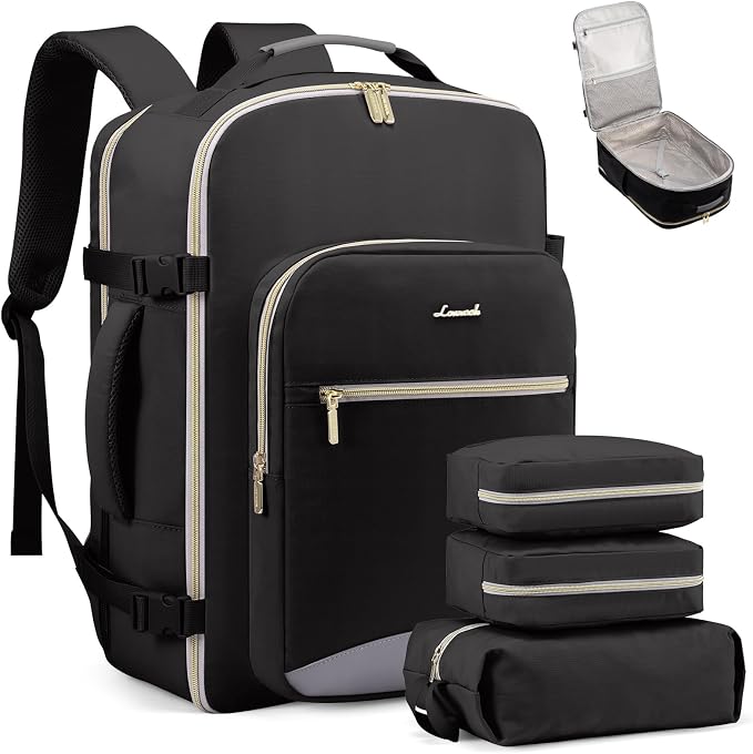 LOVEVOOK 40L Travel Backpack Flight Approved Carry on Backpack,3 Packing Cubes,Waterproof Personal Item Travel Bag,TSA Carry on Luggage Suitcase Travel Essentials,Gifts for Women & Men,fits 17" Laptop by LOVEVOOK