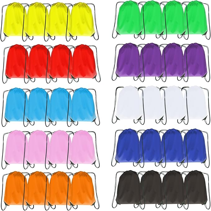 Drawstring Backpack Bulk 40Pcs Draw String Backpack Bags DIY Gym Sports Traveling Yoga Cinch Bag Sackpack Drawstring (multi color) by Unknown