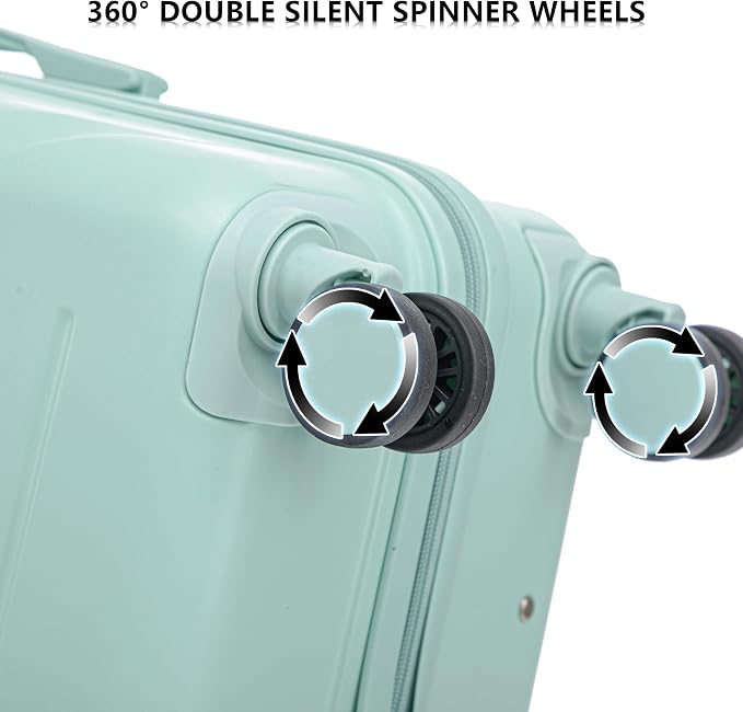3-Piece ABS Spinner Luggage Set (20" 24" 28") with Combination Lock, Matching Hardshell Suitcases, Mint Green - Image 7