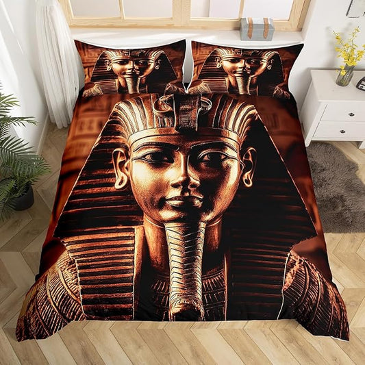 Erosebridal Pharaoh Bedding Sets, Queen Size 3D Ancient Egypt Tribe Decor Comforter Cover Set for Adult Women Boys Bedroom Home Decor, Egyptian Pyramids Exotic Style Duvet Cover, No Filling Inside by Erosebridal