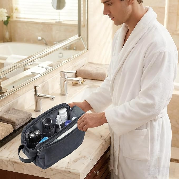 2Pack Men's Toiletry Bags Pu,Travel Toiletry Organizer, Waterproof Shaving Kit Pouch For storing daily essentials like toiletries and cosmetics,Black (Canvas Grey) - Image 6