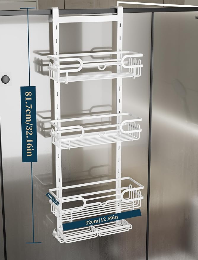 Consumest Over The Door Shower Caddy - 4 Tier Adjustable Hanging Shower Organizer Shelf with 2 Soap Holders & 22 Hooks, Rustproof Easy Installation Hanging Storage Rack for Bathroom, White - Image 7