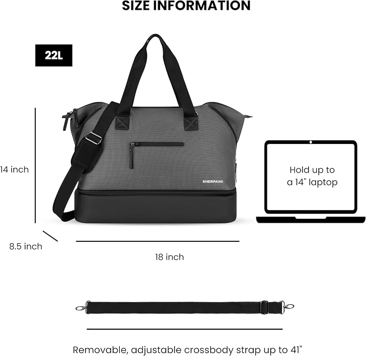 Sherpani Boston, Anti Theft Weekender Bags, Travel Duffel Bag, Carry On Tote Bag with Removable Shoe Bottom Compartment - Image 3