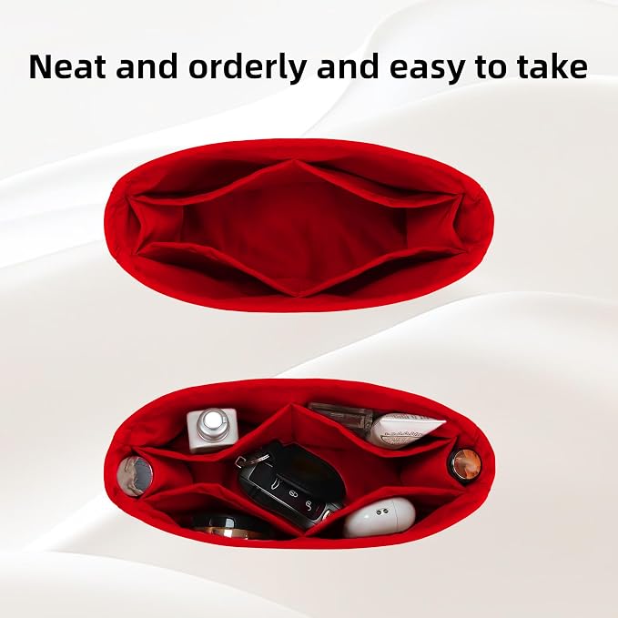 DGAZ Purse Organizer Insert Fits Neverfullbag BB/PM/MM/GM，Silk Bag Organizer，Luxury Handbag & Tote Shaper(Rouge moyen,BB) - Image 5