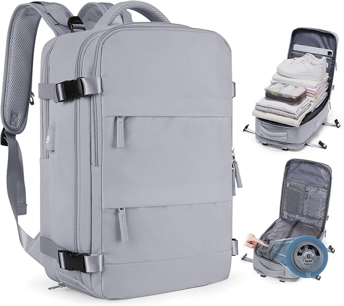 coofay Vacuum Backpack Travel with Pump Vacpack Travel Backpack with Vacuum System Mochila de Viaje Compresion al Vacio Easyvacpack Airbag Backpacks for Traveling Carry on Luggage by coofay
