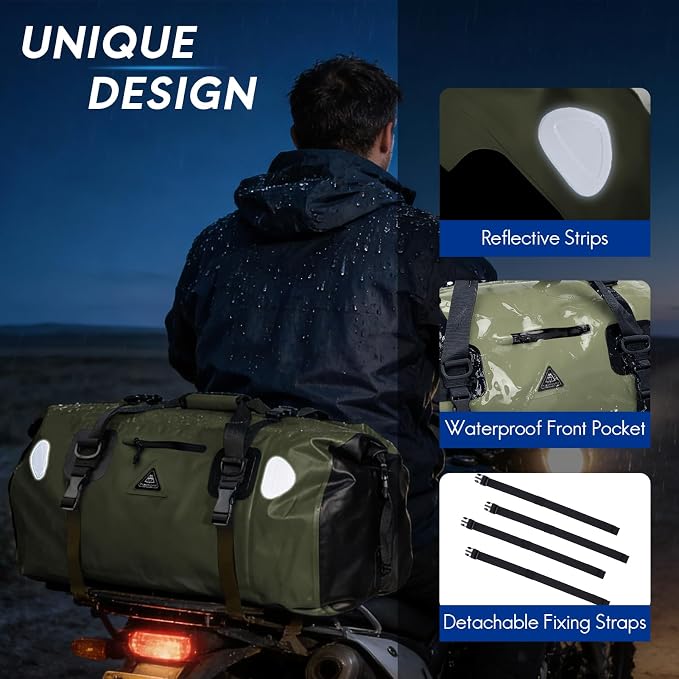 Haimont Waterproof Duffel Bag Roll-top Dry Duffel Bag with Quick-fixed Straps for Motorcycling, Rafting, Boating, SUP, Kayaking, Travel, 50L/70L - Image 3