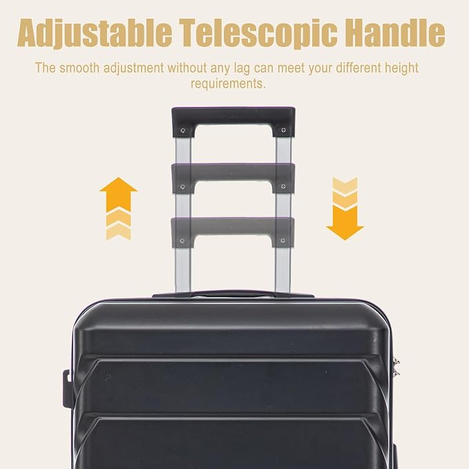 28 Inch ABS Hard Shell Large Luggage With Combination Lock and Side Hooks, Black - Image 6