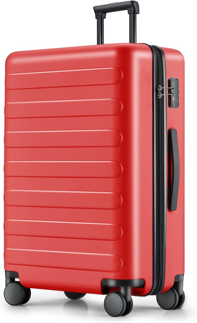 NINETYGO Large Checked Luggage 28 Inch, Checking In Luggage with Smooth Spinner Wheels, Lightweight, Hard Shell PC Suitcase, Lightweight Travel Luggage, TSA Approved (Raspberry, Rhine Basic) by NINETYGO