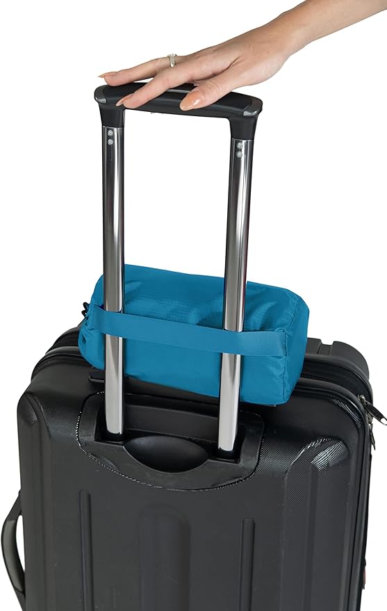 BlueHills Ultra Compact Travel Blanket Pillow 2 Pack Airplane Peacock Teal | Travel Set Blanket/Pillows, Matching Bag/Pillowcase, Luggage Belt & Backpack Clip, Compact & Packable, Traveling Essentials - Image 6