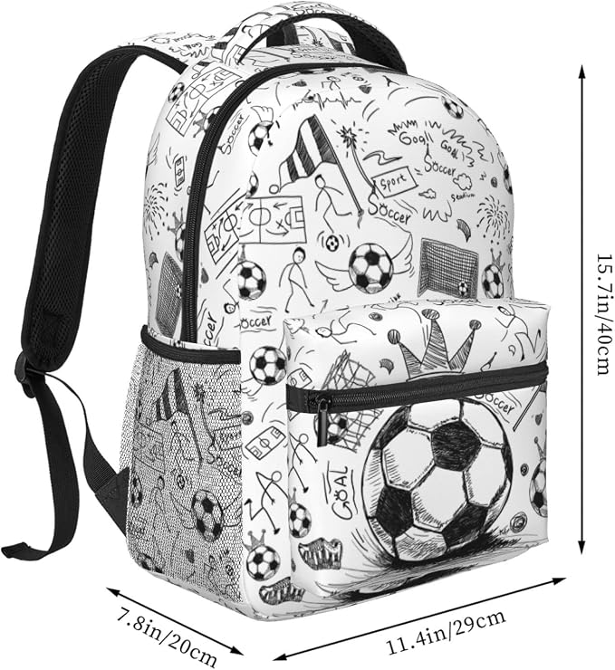 Soccer Backpack 16 Inch Football School Backpacks 3D Print Lightweight Ball Bookbag Casual Sport Daypack Travel Bag for Kids Girls Boys Men Gifts - Image 2