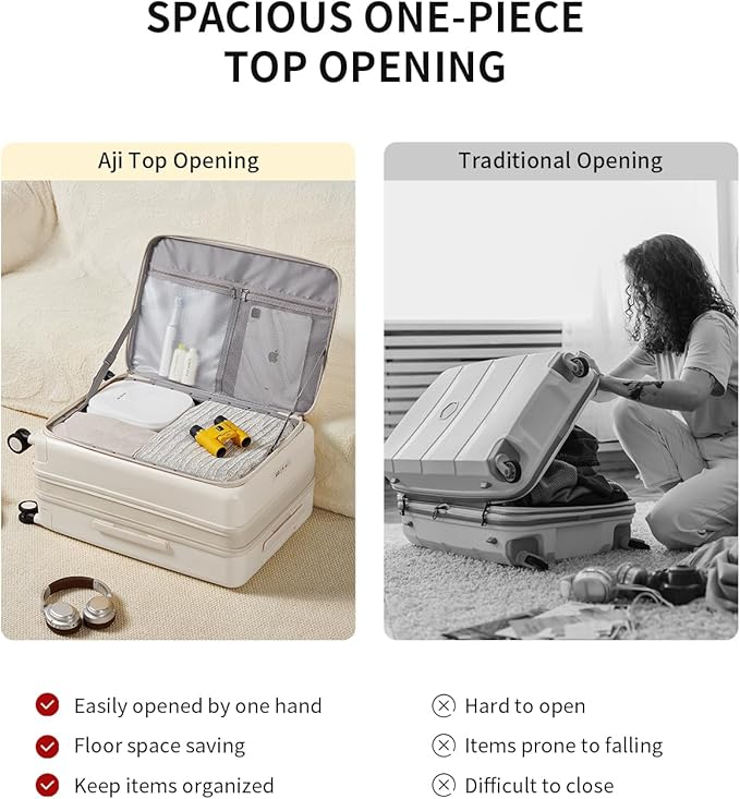 Expandable Top Open 28 Inch Checked Luggage with Spinner Wheels, Large Suitcase with TSA Lock, Hardside Travel Luggage Suitcases for Men Women, for 25+Days Travel, Coconut White - Image 4