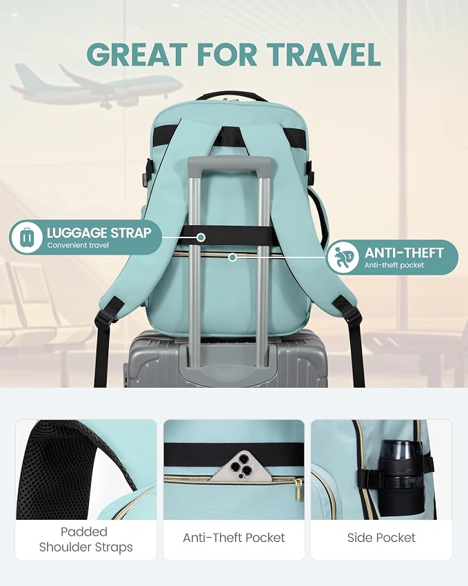 LOVEVOOK 50L Travel Backpack Flight Approved Carry on Backpack,3 Packing Cubes,Waterproof Personal Item Travel Bag,TSA Carry on Luggage Suitcase Travel Essentials,Gifts for Women & Men,fits 18" Laptop - Image 6