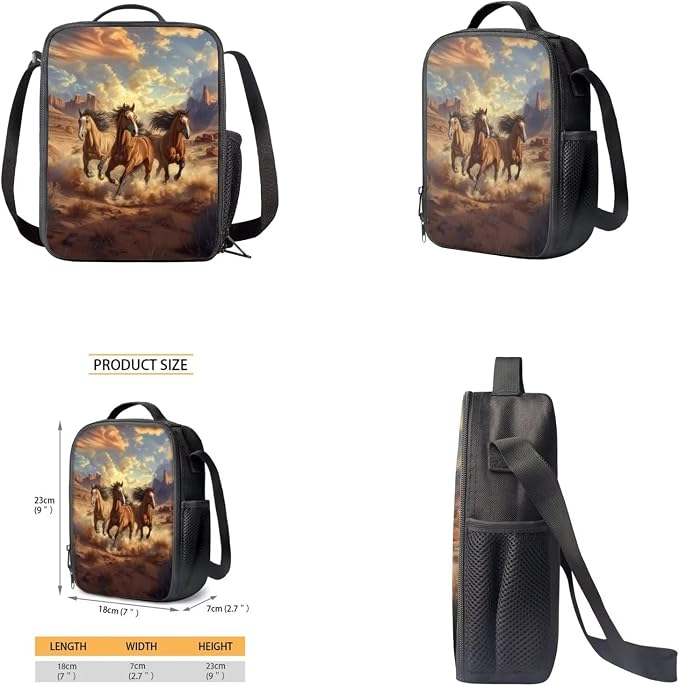 Brown Horse Girls Backpack with Lunch Box and Water Bottle Sleeve Kindergarten Bookbag Toddler School Bags Set Lightweight Fashion Casual Daypack for Beach Swim Work Gym - Image 4