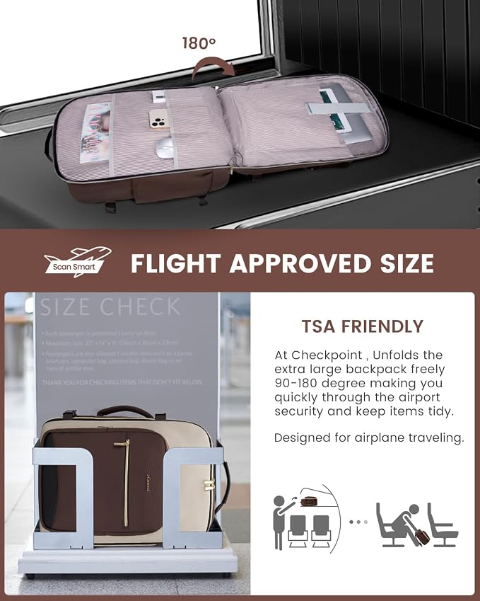LOVEVOOK 50L Travel Backpack for Women & Men, Airline Approved Carry On Luggage with 3 Packing Cubes, TSA Overnight Bags, Waterproof Personal Item Bag, Weekender Essentials Backpacks fits 17" Laptop - Image 5