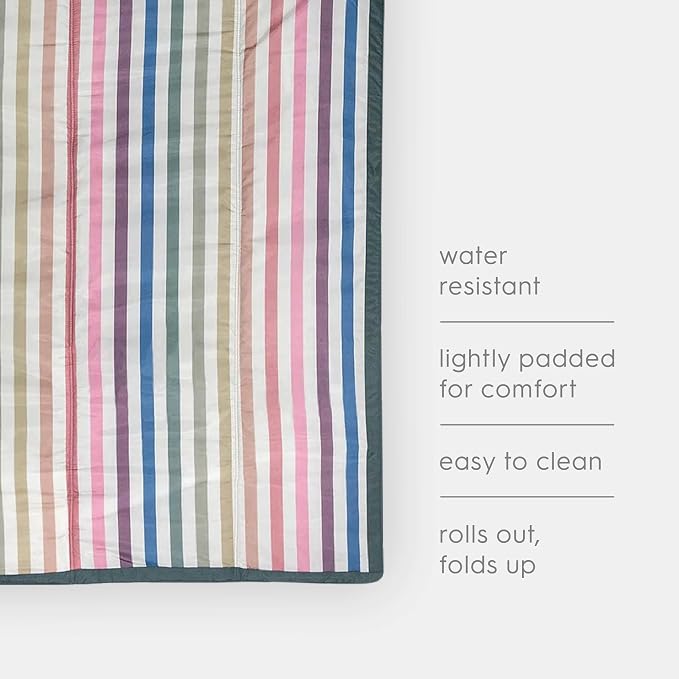 Little Unicorn 5'x10' XL Outdoor Family Picnic & Beach Blanket | Durable & Water-Resistant Fabric | Compact Fold & Easily Wipes Clean | Zipper Pocket (Chroma Rugby Stripe) - Image 5