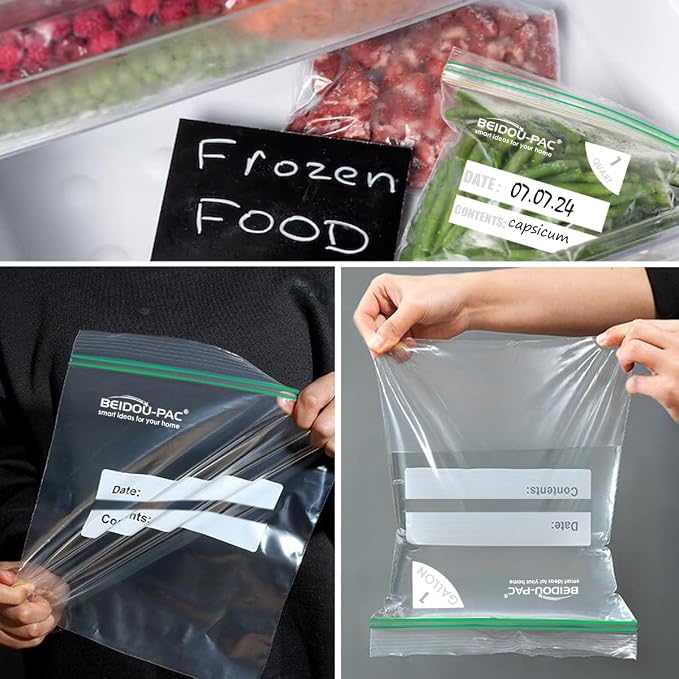 BEIDOU-PAC Gallon Food Storage Freezer Bags, 250 Count | Double Zipper | 10.5" * 10.7", Freshness Easy Open Reclosable Clear Plastic Bags - Image 7