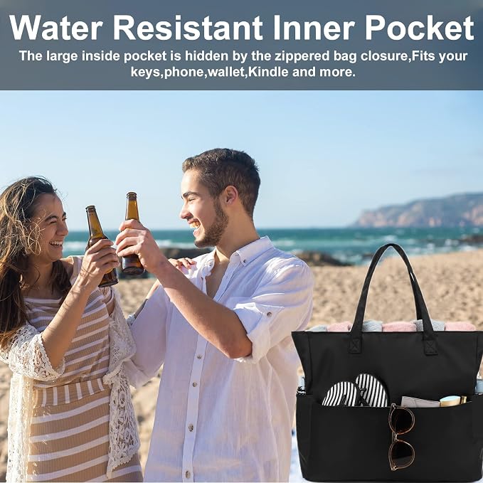 Bluboon Waterproof Beach Tote Pool Bags for Women Ladies Extra Large Carry On Bag With Wet Compartment for Weekender Travel - Image 4