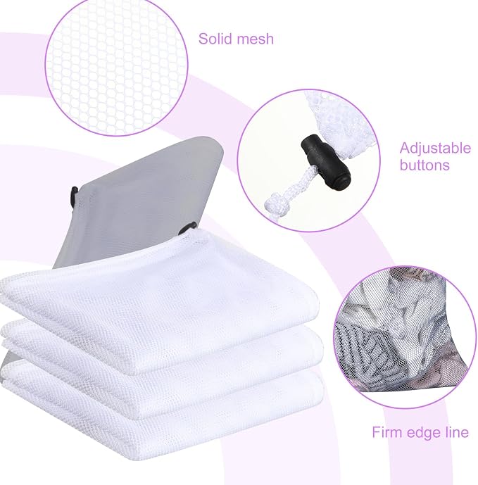 Berlune Large Mesh Laundry Bags, 24 x 36 Inch Bulk Wash Set with Drawstring for Commercial Use, Dorms, Vacation Rentals, Laundromats, Apartments & Facilities(White, Gray,30) - Image 4