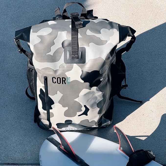 COR Surf Waterproof Backpack with Laptop Sleeve | Heavy Duty Hiking, Kayak Dry Bag Backpack | Roll-Top Closure (40L Camo) - Image 9