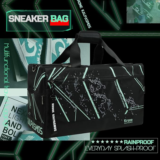 Sneaker Bag for Travel/Sneakerhead gift/, A Multi-functional Travel Duffel Bag with 3 Adjustable Dividers, & Shoulder Strap,Made of Nylon, Krone Kalpasmos Signature Edition, Future Neon Green - Image 2