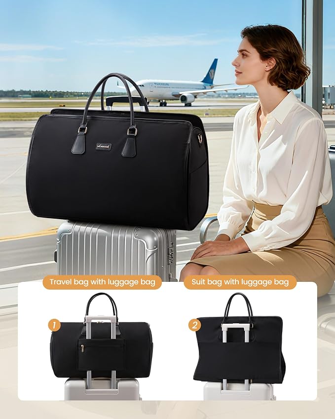 LOVEVOOK Convertible Travel Duffle Bag for Women Men,2 in 1 Garment Bag for Travel with Shoe Pouch,Overnight Weekender Carry On Duffel Bags for Airplane,Hanging Suitcase Suit Dress Business for Trip - Image 6