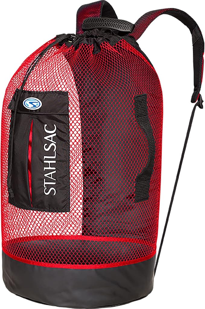 Stahlsac Panama Mesh Backpack: Convienent 103L size, ideal for dive gear, dry pockets, RED by Stahlsac