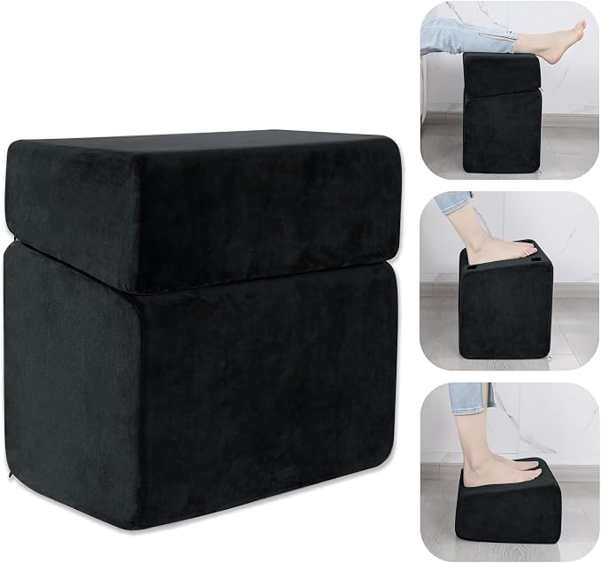 Under Desk Foot Rest, ROYALAY Ergonomic Office Footrest with 3 Adjustable Heights, High-Density Memory Foam Leg Rest for Home, Travel, Airplane with Washable Cover by ROYALAY