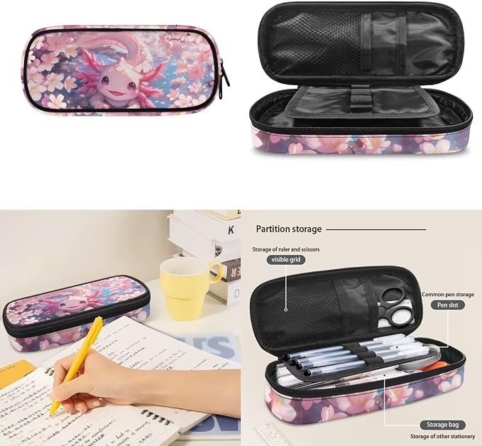 Axolotl School Backpack for Girls Kids Bookbag with Lunch Box and Pencil Pouch Set 3-in-1 Teen Girl Bookbag Back to School Backpack School Shoulder Bag - Image 6
