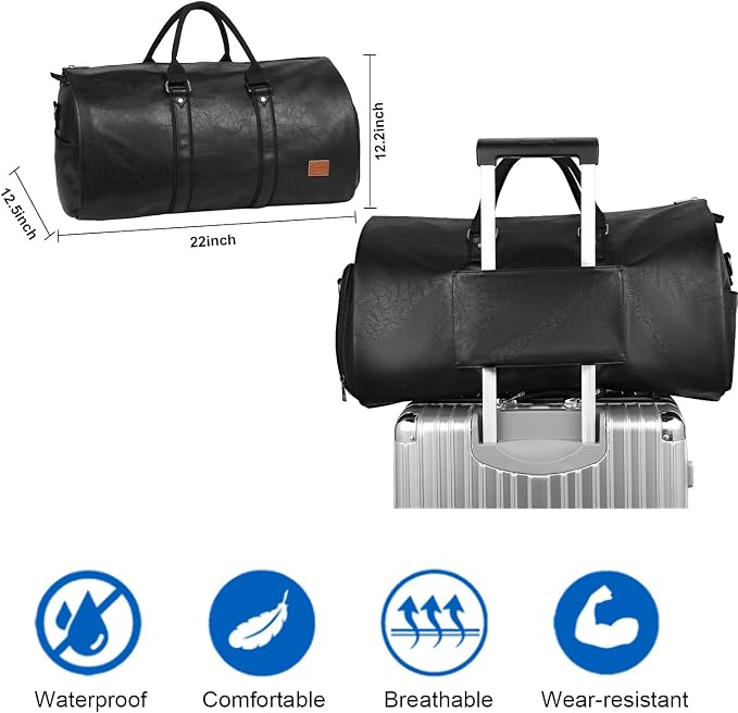 seyfocnia Convertible Travel Garment Bag,Carry on Garment Duffel Bag for Men Women - 2 in 1 Hanging Suitcase Suit Business Travel Bag - Image 4