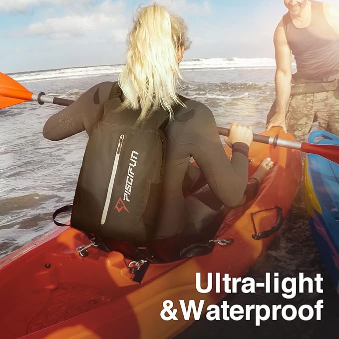 Piscifun Dry Bag Waterproof, Lightweight Dry Backpack Roll-Top Sealed with Waist Pouch and Phone Case Keeps Gear Dry Inside for Kayaking, Boating - Image 6