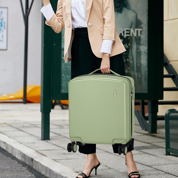 Hanke 16 Inch Underseat Carry On Luggage, Airline-Approved Hard Shell Small Suitcase with Spinner Wheels, Lightweight Tsa Lock Travel Luggage for Short Trips(Bamboo Green) - Image 9