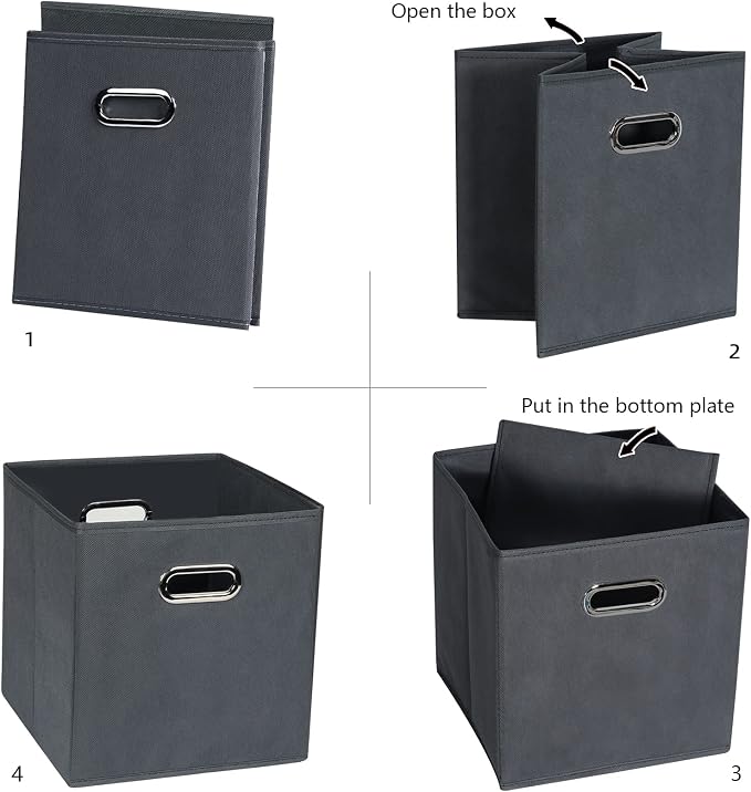 Fabric Cloth Storage Bins,Fabric Cube Organizer with Dual Handles Foldable Cube Storage Baskets for Home Bedroom Storage,Set of 6, Gray - Image 5