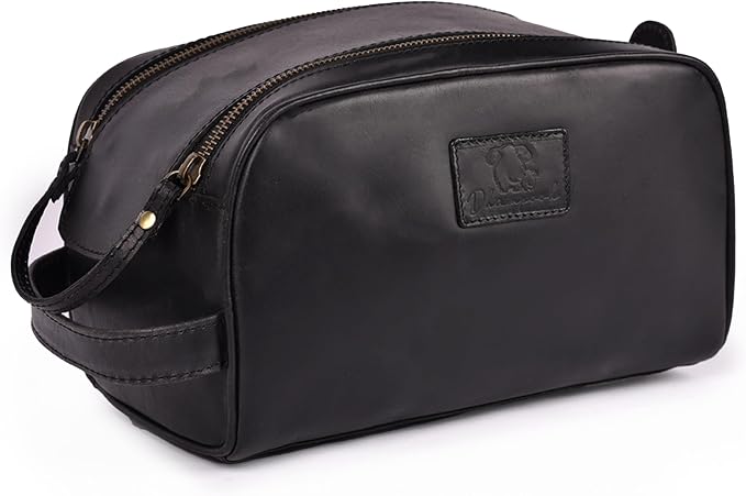 Premium Leather King Size Toiletry Travel Pouch – Handcrafted Dopp Kit Bag with Waterproof Lining, Spacious Design for Travel Essentials, Elegant Black Finish - Image 2