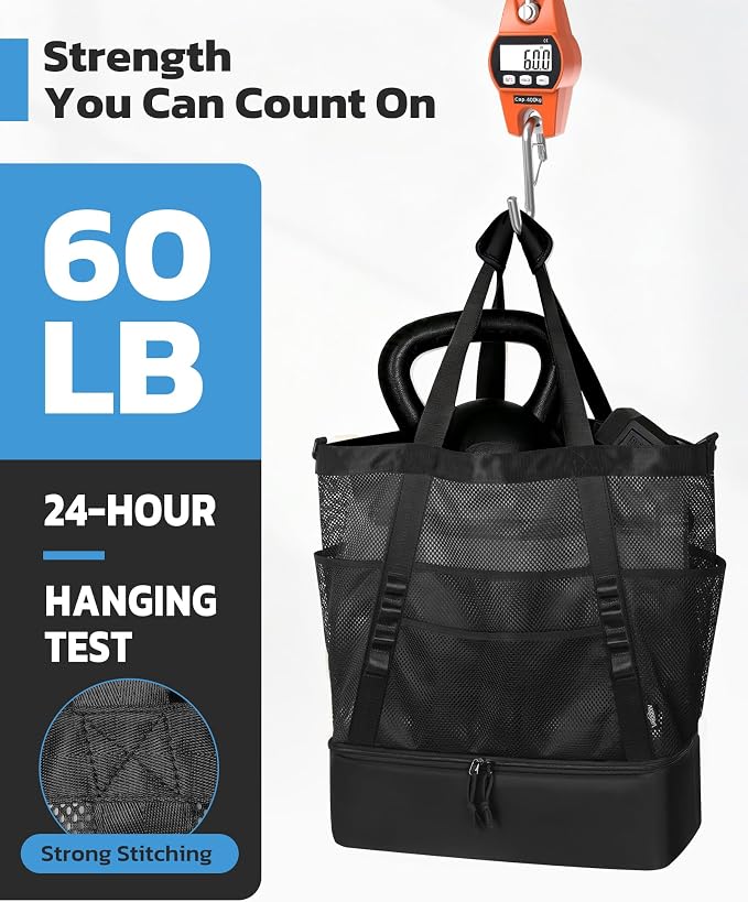 Large Beach Bag with Cooler Mesh Beach Tote for Women Insulated Pool Bag - Image 6