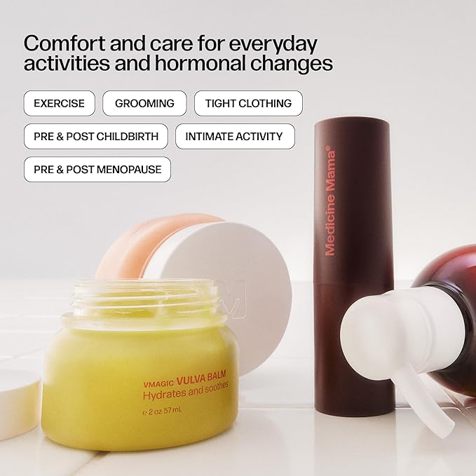 VMAGIC by Medicine Mama Organic Vulva Balm – Intimate Skin Care, Menopause Support – Relieves Feminine Dryness, Itching & Irritation – Hormone Free, Vaginal Moisturizer for Women – 6 Pack, 2 oz Each