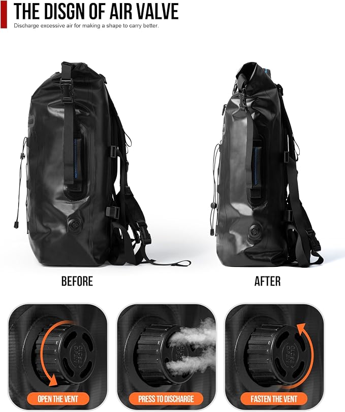 Grapelet Motorcycle Sissy Bar Bag Waterproof Motorcycle Backpack Tail Bag Travel Saddlebags 35L Duffle Bags PVC 500D Waterproof Dry Bags - Black - Image 5