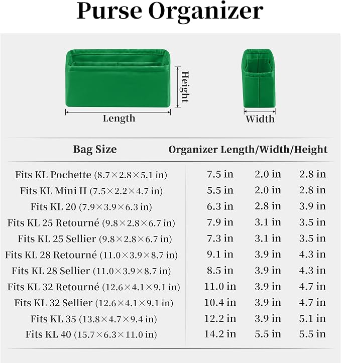 Women's Purse Organizer Insert - Satin & Lightweight Fabric with Inside Pockets, Portable for Commute, Travel, Shopping, and Evening, Multicolor Options, Fits for Kelly 28(Bambou, KL28 Retourné) - Image 8