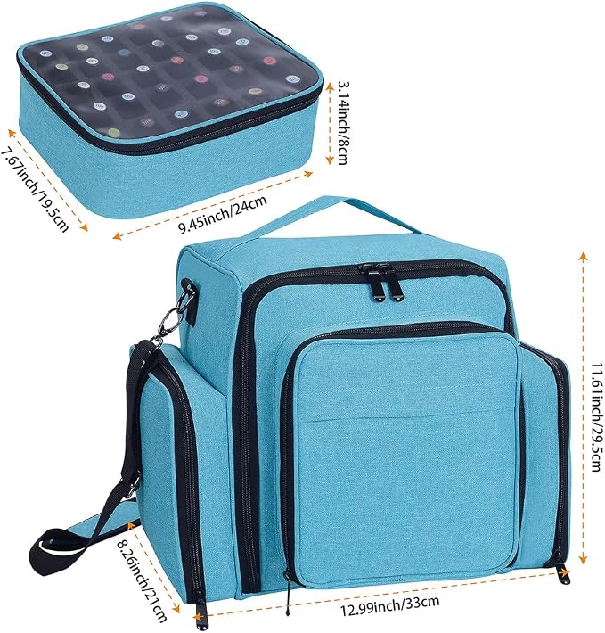 Nail Polish Organizer Case Hold 60 Bottles with 2 Detachable Bag,Green | Portable Travel Storage Box Designed for Women's Nail Tools, Essential Oils and Cosmetics Sets - Image 2