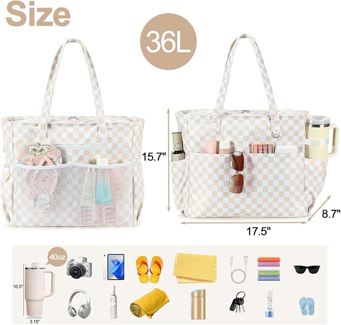 Bluboon Waterproof Beach Tote Pool Bags for Women Ladies Extra Large Carry On Bag With Wet Compartment for Weekender Travel - Image 5