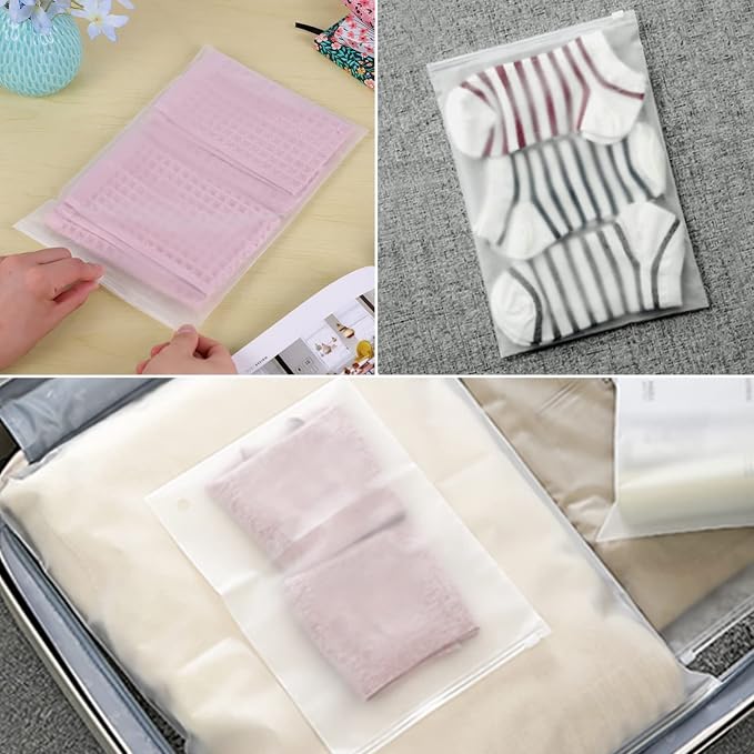 T-Shirt Bags for Packaging, 100PCS 8x12 Inch Frosted Poly Plastic Packaging Bags, 3 Mil Apparel Business Packing Bag with Resealable Zip Lock for Storing Underwear Leggings Panties Toiletries - Image 8