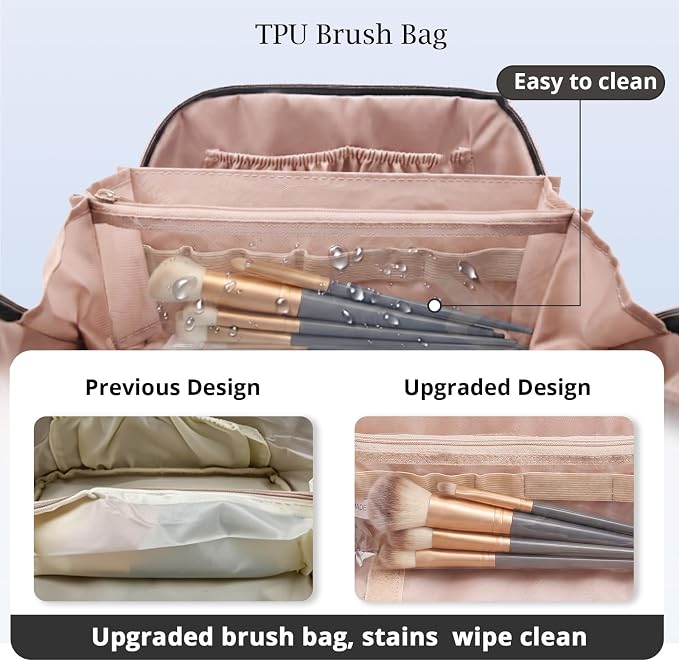 Personalized Gift Travel Makeup Bag: Initial Makeup Organizer Bag for Women | 3-in-1 Custom Make up Bag Set - Vegan Leather Travel Cosmetic Bag - Luxury Gift for Women – Birthday, Anniversary, Graduation - Image 4
