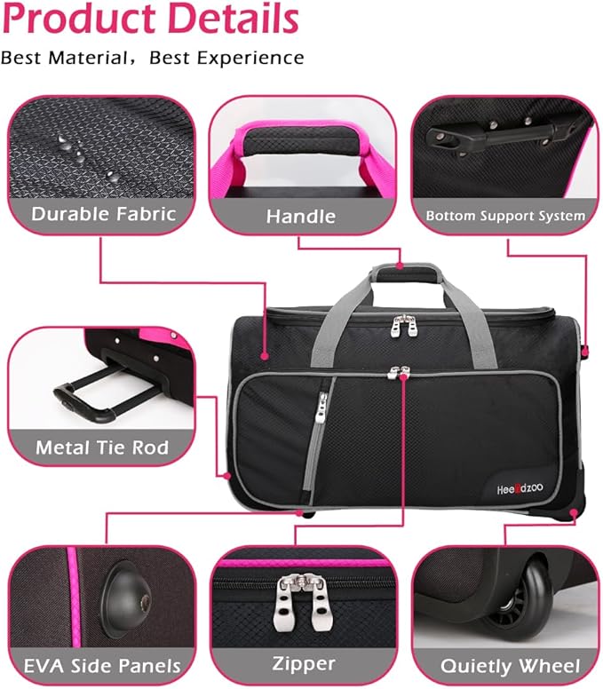 Dance Bag With Garment Rack,23inch Dance Competition Garment Bags with Clothes rack,Suitcase,Rolling duffle For Travel, Wheeled Drop-Bottom Upright Luggage Closet Suitcase (Grey - Image 4