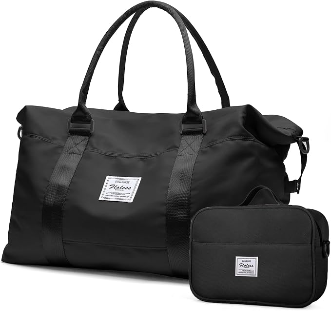 HYC00 Travel Duffel Bag with Toiletry Bag,Weekender Overnight Bag for Women,Carry-on Bag with Wet Pocket,Gym Bag,Extra Large,Black by HYC00
