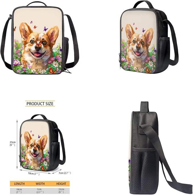 Kawaii Corgi Boys Backpacks for Elementary for Boy Large Capacity Lunch Bags for Teens with Zipper Pencil Pouches and Water Bottle Cover Sleeve for Junior Middle School - Image 4