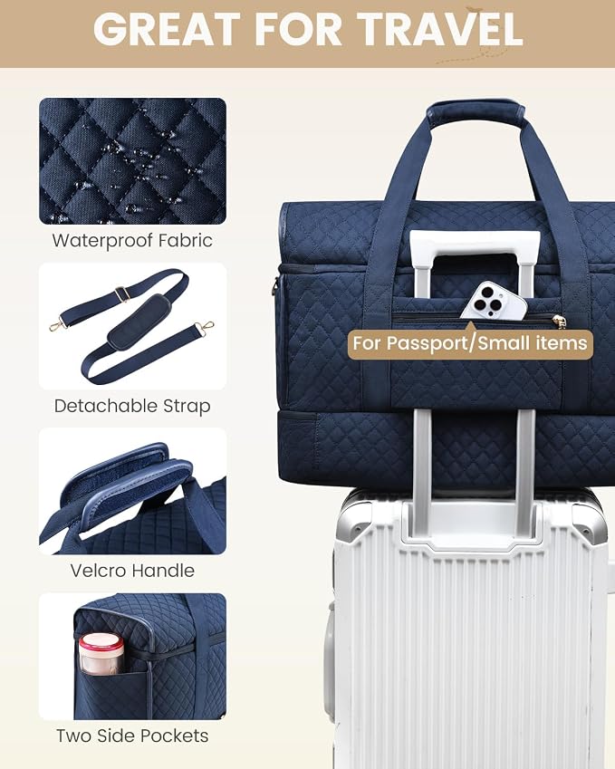LOVEVOOK Large Travel Duffle Bag, Weekender Bags for Women With Shoe Compartment, Overnight Hospital Bag For Women Labor Delivery, Carry on Bag Personal Item Travel Bag, Yoga Gym Duffel Bag - Image 5